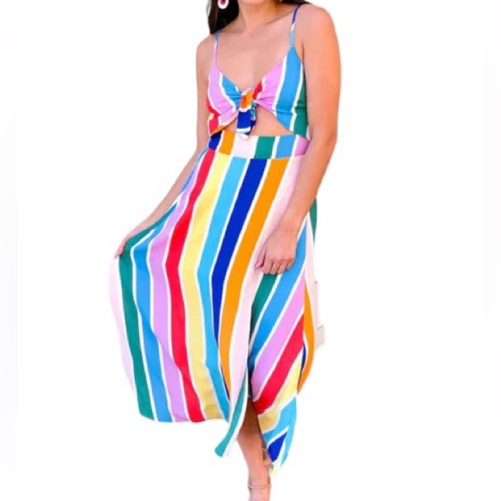 Buddy Love Striped Front Tie Dress Multi-Color Summer Beach Size XS